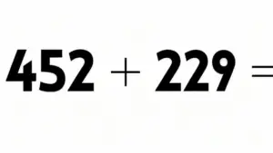 Somma tra i numeri 452 e 229 scritta su sfondo bianco