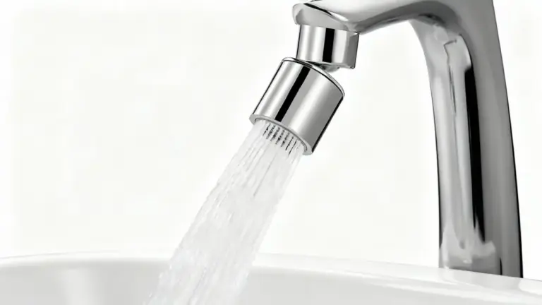 Getto d'acqua da un rubinetto con aeratore installato