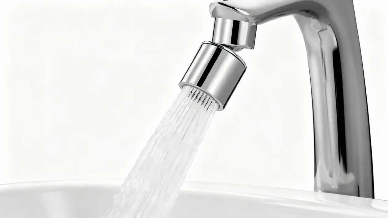 Getto d'acqua da un rubinetto con aeratore installato