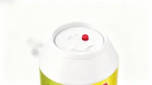 Dettaglio di un flacone spray con tappo bianco e ugello rosso